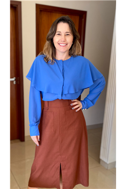 blusa em chiffon azul; blusa azul com babados; blusa azul; blusa babados; Madame Charlotte