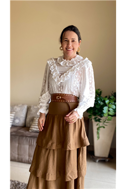 Blusa renda detahes babados