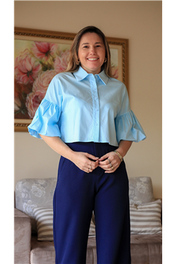 camisa cropped algodo manga balon; camisa cropped manga balon; camisa cropped; Madame Charlotte