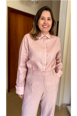 camisa linho puro, camisa manga longa gola colarinho; camisa rosa manga longa; camisa rosa em linho; camisa Madame Charlotte