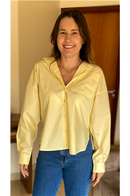 camisa tricoline amarela manteiga; camisa tricoline amarelo; camisa tricoline; amarelo; Madame Charlotte