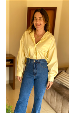 camisa tricoline amarela manteiga; camisa tricoline amarelo; camisa tricoline; amarelo; Madame Charlotte