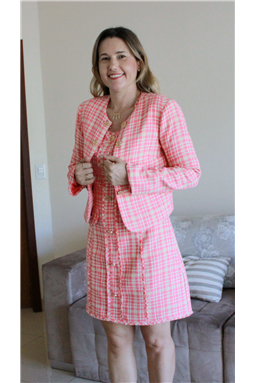 casaco; tweed; rosa; Luzia Fazzolli; casaco tweed rosa Luzia Fazzolli;  casaco tweed; casaco tweed rosa; Madame Charlotte
