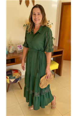 vestido tipo chemise verde; vestido chemise; chemise verde; vestido verde; Madame Charlotte
