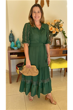 vestido tipo chemise verde; vestido chemise; chemise verde; vestido verde; Madame Charlotte