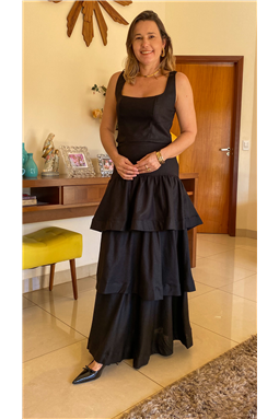 saia em camadas marrom; saia em camadas preta; saia em camadas; saia marrom; saia preta; Madame Charlotte