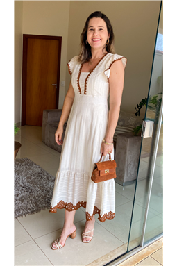 vestido bege com renda marrom; vestido azul com renda marrom; vestido boho; vestido bege; vestido azul; Madame Charlotte