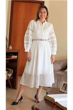 vestido chemise branco; vestido chemise off white; vestido alfaiataria com tela; vestido chemise Luzia Fazzolli; Madame Charlotte