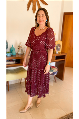 vestido po chiffon vinho com saia Maria; vestido po vinho saia maria; vestido po Luzia Fazzolli; vestido po; vestido vinho; Madame Charlotte