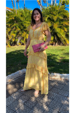vestido amarelo estampado; vestido amarelo; vestido longo estampado; vestido longo amarelo; vestido; longo; amarelo; estampado