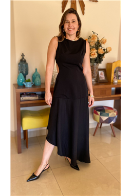 vestido preto assimtrico; vestido  preto; vestido; Madame Charlotte