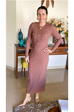 vestido malha canelada marrom; vestido malha; vestido malha canelada; vestido malha marrom; vestido malha Luzia Fazzolli; Madame Charlotte