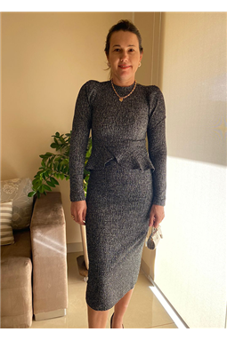 vestido, malha tweed; tweed; peplum; Luzia Fazzolli; Madame Charlotte