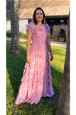 vestido longo tule flora; vestido longo tule; vestido Luzia Fazzolli; Madame Charlotte