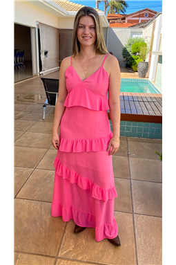 vestido longo pink; vestido longo rosa; vestido longo; Madame Charlotte