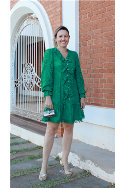 vestido; manga longa; renda; verde; Luzia Fazzolli; Madame Charlotte