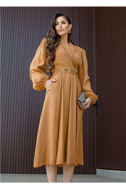 vestido transpassado caramelo Luzia Fazzolli; vestido transpassado Luzia Fazzolli; vestido Luzia Fazzolli; 19300 ; Madame Charlotte