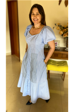vestido tricoline listrado; vestido com composi��o de listras; vestido; tricoline; listrado; Madame Charlotte