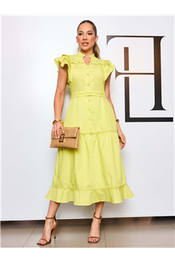 Vestido Tricoline Plissado