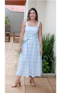 vestido xadrez azul e branco; vestido azul e branco; vestido Madame Charlotte; vestido com lastex nas costas azul e branco; Madame Charlotte