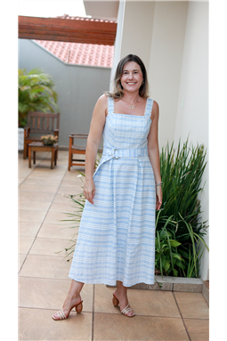 vestido xadrez azul e branco; vestido azul e branco; vestido Madame Charlotte; vestido com lastex nas costas azul e branco; Madame Charlotte
